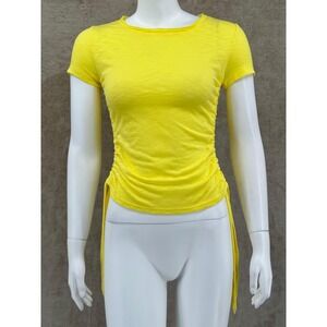 INC International‎ Concepts Top Womens PP 0P Yellow Ruched Short Sleeve Summer